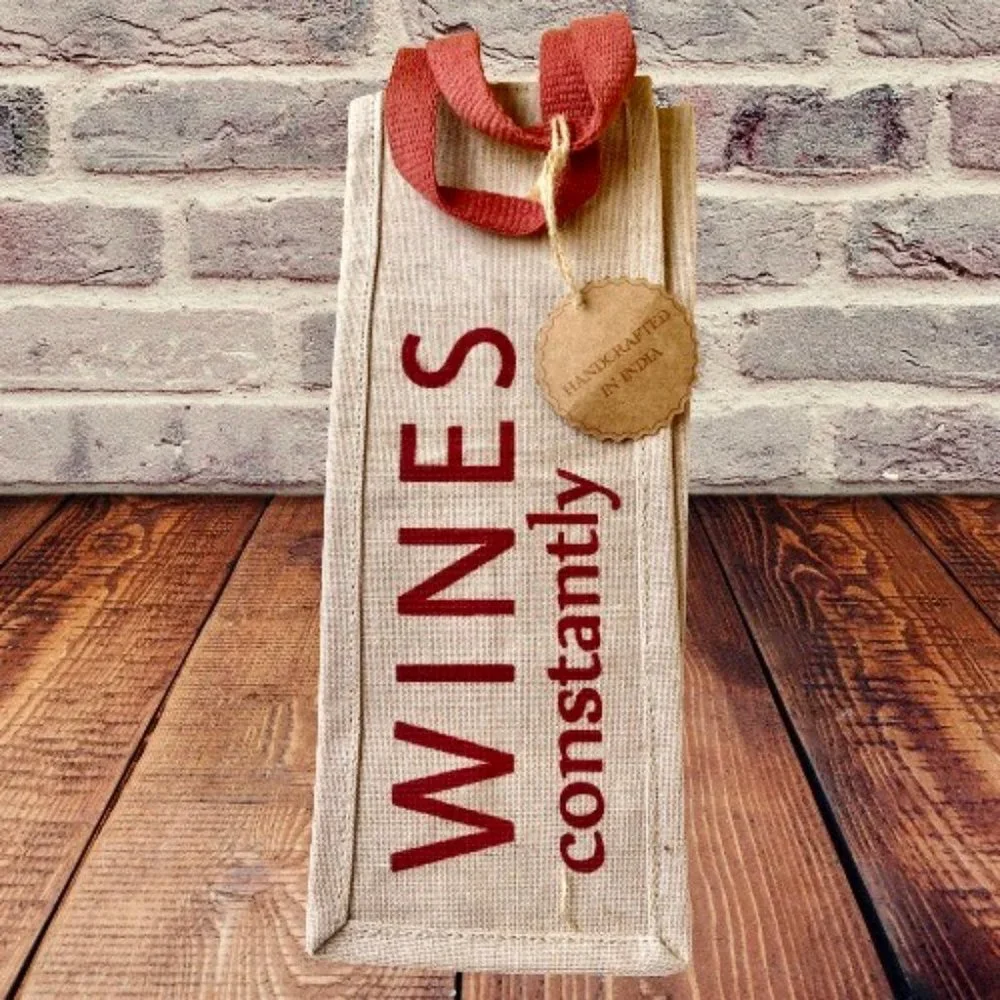Burlap Wine Tote Gift Bags WINES CONSTANTLY NEW